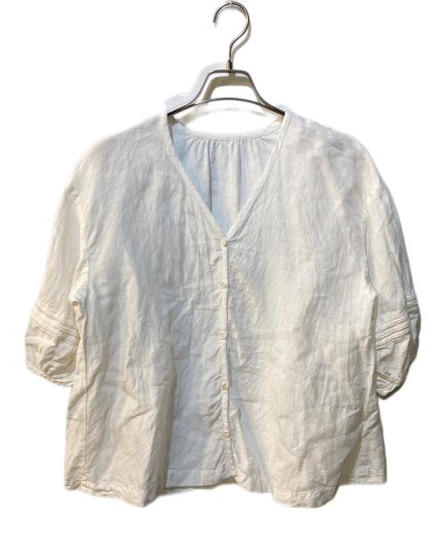 nest Robe（ネストローブ）nest Robe (ネストローブ) リネンレーススリーブブラウス ホワイト サイズ:Freeの古着・服飾アイテム