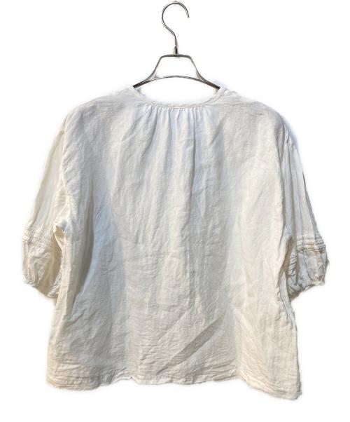 nest Robe（ネストローブ）nest Robe (ネストローブ) リネンレーススリーブブラウス ホワイト サイズ:Freeの古着・服飾アイテム