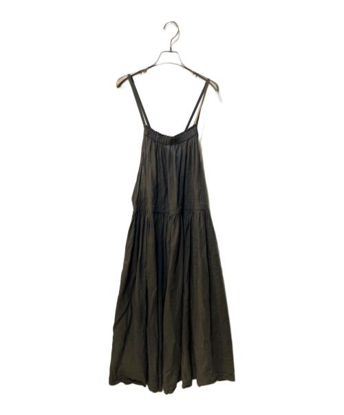 nest Robe（ネストローブ）nest Robe (ネストローブ) 水撚りリネンエプロンドレス ブラウン サイズ:Freeの古着・服飾アイテム