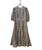 La boutique BonBonラブティックボンボン）の古着「小花プリントスリットショルダーワンピース」｜ベージュ