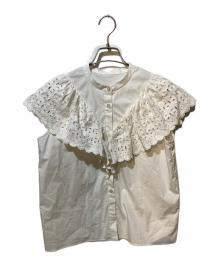 Noble（ノーブル）の古着「スカラ刺繍フリルブラウス」｜ホワイト