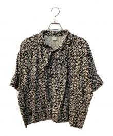 NOUVELLES DU PARADIS（ヌーヴェル ドゥ パラディ）の古着「綿麻フラワープリントワイドブラウス」｜ブラック