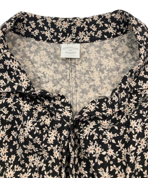 NOUVELLES DU PARADIS（ヌーヴェル ドゥ パラディ）NOUVELLES DU PARADIS (ヌーヴェル ドゥ パラディ) 綿麻フラワープリントワイドブラウス ブラック サイズ:38の古着・服飾アイテム