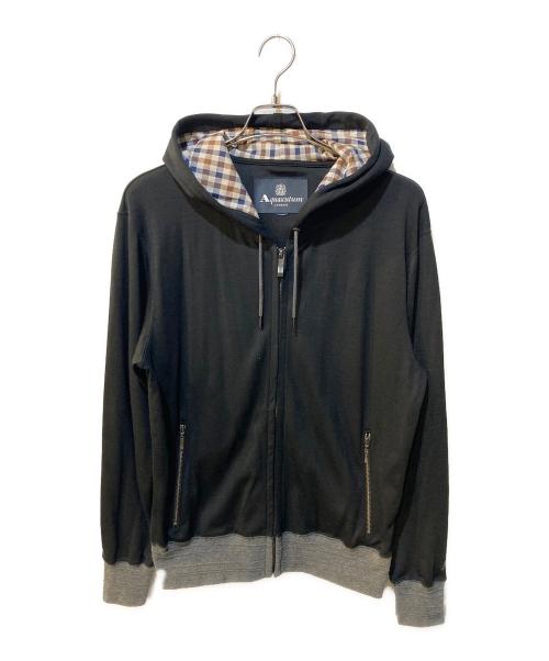 Aquascutum（アクアスキュータム）Aquascutum (アクアスキュータム) ジップアップパーカー ブラック サイズ:Lの古着・服飾アイテム
