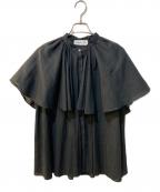 DEPAREILLEデパリエ）の古着「ケープカラースリーブレスブラウス」｜ブラック