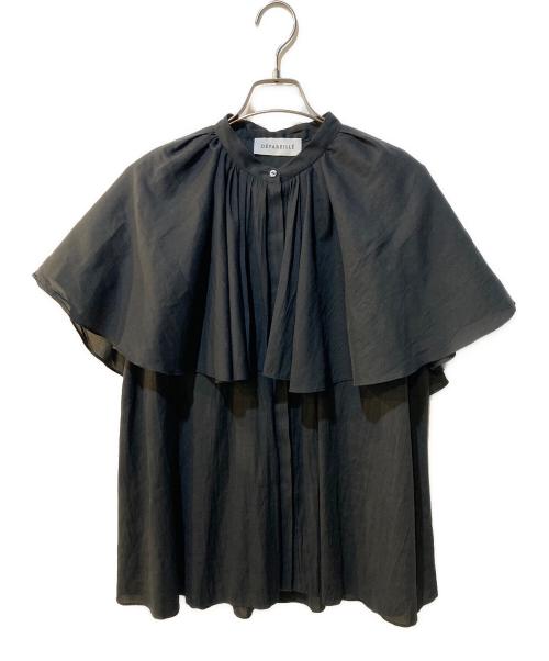 DEPAREILLE（デパリエ）DEPAREILLE (デパリエ) ケープカラースリーブレスブラウス ブラック サイズ:38の古着・服飾アイテム