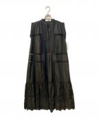 furfurファーファー）の古着「スカラ刺繍ワンピース」｜ブラック