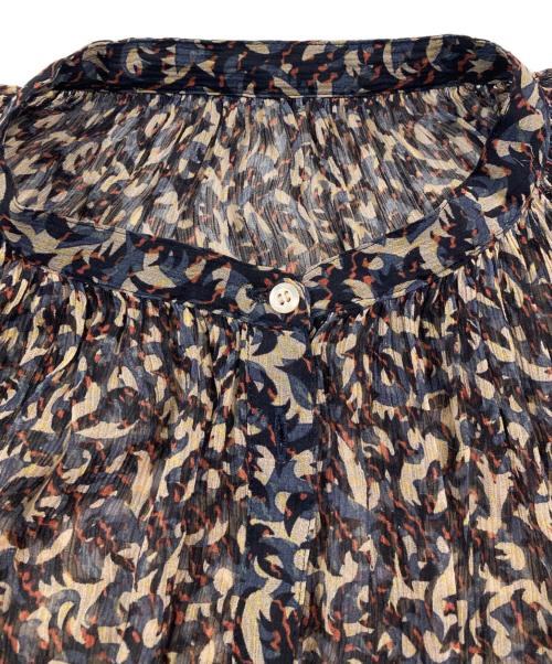 SOLEIADO（ソレイアード）SOLEIADO (ソレイアード) 花柄長袖ブラウス ブルー サイズ:36の古着・服飾アイテム