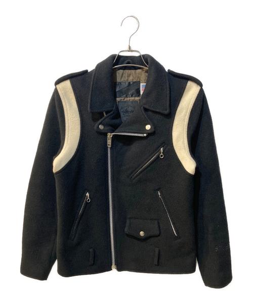 stussy（ステューシー）stussy (ステューシー) Schott (ショット) ウールライダースジャケット ブラック サイズ:38の古着・服飾アイテム