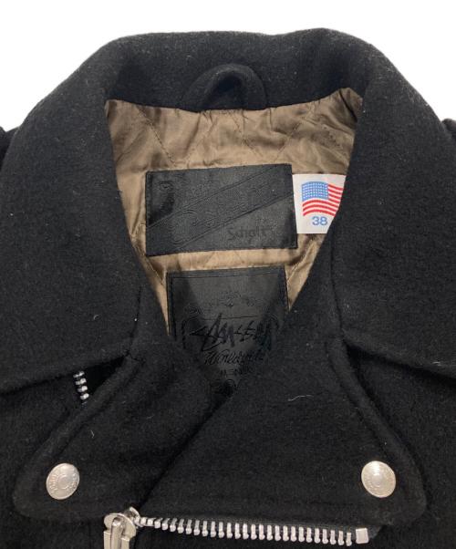 stussy（ステューシー）stussy (ステューシー) Schott (ショット) ウールライダースジャケット ブラック サイズ:38の古着・服飾アイテム