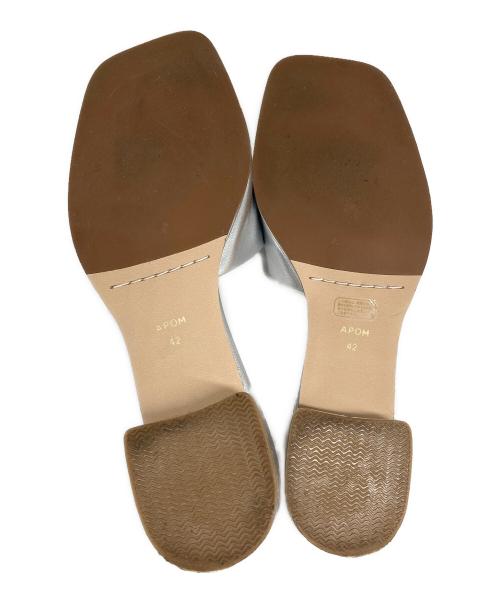 APOM（アポム）APOM (アポム) 本革ソフトミュール シルバー サイズ:42の古着・服飾アイテム