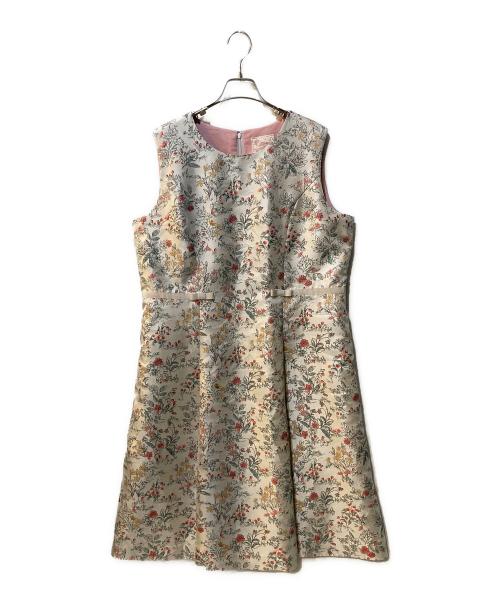 Rose Tiara（ローズティアラ）Rose Tiara (ローズティアラ) フラワージャガードワンピース ベージュ サイズ:46の古着・服飾アイテム