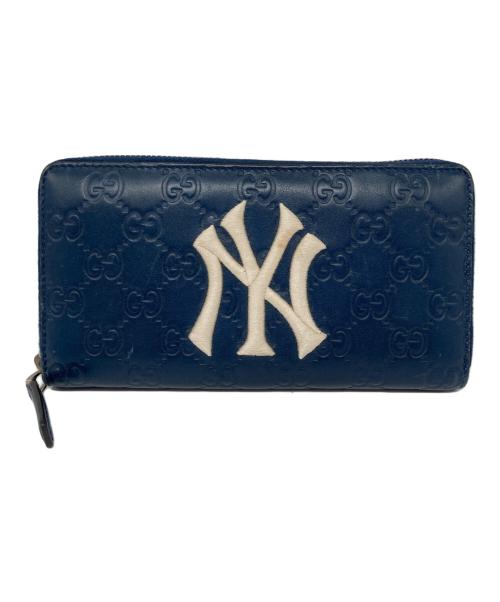 GUCCI（グッチ）GUCCI (グッチ) MLB (エムエルビー) ニューヨークヤンキース/グッチシマ長財布 ネイビーの古着・服飾アイテム