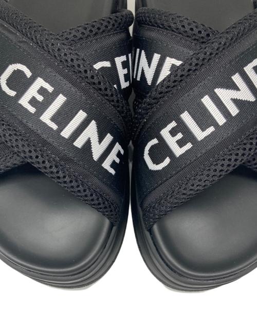 CELINE（セリーヌ）CELINE (セリーヌ) ブロックスライド クロスストラップサンダル ブラック サイズ:37の古着・服飾アイテム