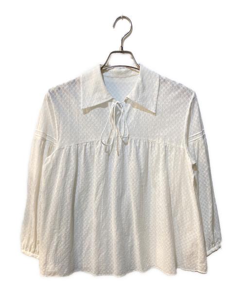 BALLSEY（ボールジィ）BALLSEY (ボールジィ) コットンガーゼエンブロイダリー シャツカラーブラウス ホワイト サイズ:36の古着・服飾アイテム