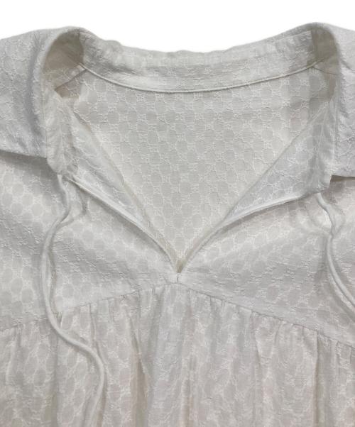 BALLSEY（ボールジィ）BALLSEY (ボールジィ) コットンガーゼエンブロイダリー シャツカラーブラウス ホワイト サイズ:36の古着・服飾アイテム