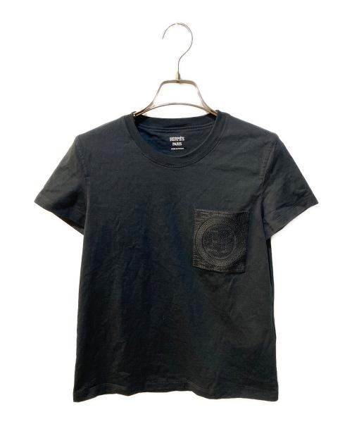 HERMES（エルメス）HERMES (エルメス) Hロゴ刺繍Tシャツ ブラック サイズ:34の古着・服飾アイテム