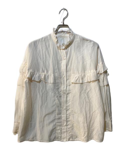 Spick and Span（スピック＆スパン）Spick and Span (スピックアンドスパン) コットンシルクティアードフリルスリーブブラウス ホワイト サイズ:Freeの古着・服飾アイテム