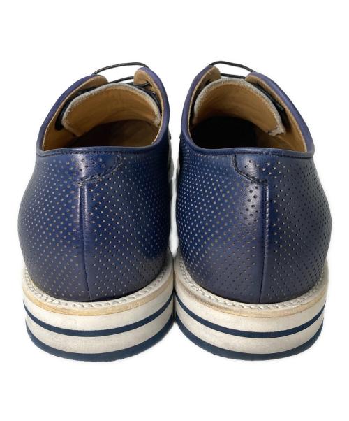 GIORGIO ARMANI（ジョルジョアルマーニ）GIORGIO ARMANI (ジョルジョアルマーニ) 内羽根メッシュレザーシューズ ネイビー サイズ:6の古着・服飾アイテム