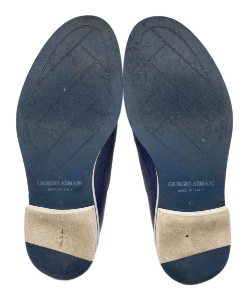 GIORGIO ARMANI（ジョルジョアルマーニ）GIORGIO ARMANI (ジョルジョアルマーニ) 内羽根メッシュレザーシューズ ネイビー サイズ:6の古着・服飾アイテム