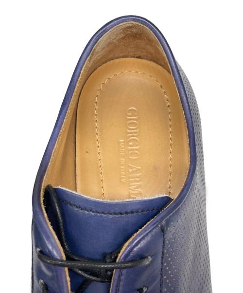 GIORGIO ARMANI（ジョルジョアルマーニ）GIORGIO ARMANI (ジョルジョアルマーニ) 内羽根メッシュレザーシューズ ネイビー サイズ:6の古着・服飾アイテム