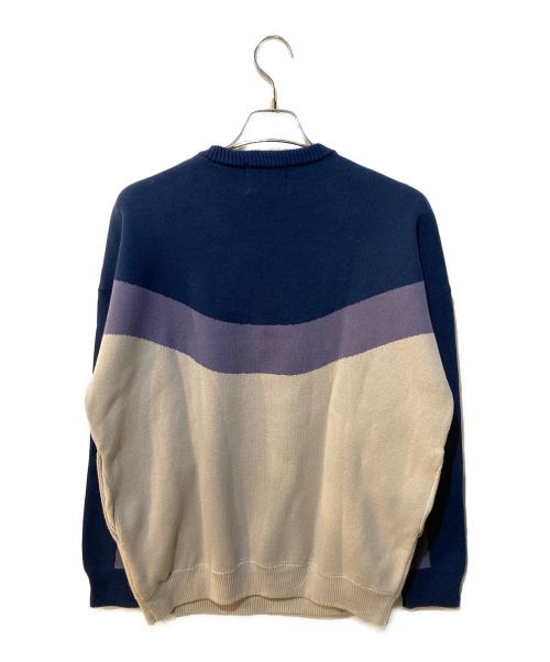 son of the cheese（（サノバチーズ））son of the cheese (（サノバチーズ）) Border Knit Crew ネイビー×ホワイト サイズ:Mの古着・服飾アイテム