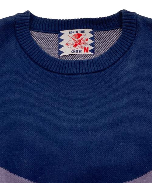 son of the cheese（（サノバチーズ））son of the cheese (（サノバチーズ）) Border Knit Crew ネイビー×ホワイト サイズ:Mの古着・服飾アイテム