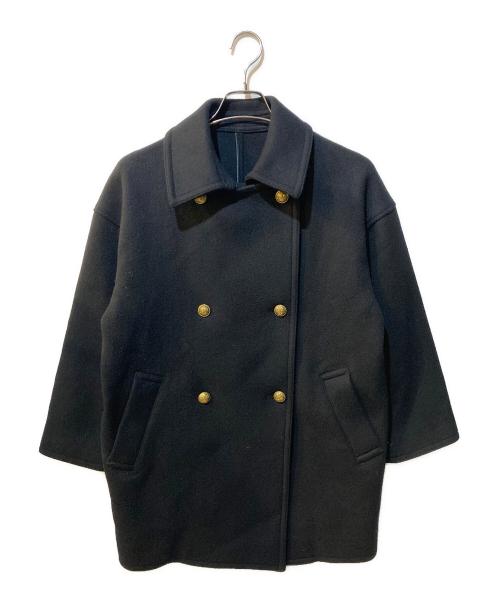 FRAMeWORK（フレームワーク）FRAMeWORK (フレームワーク) Super 100ダブルクロスPコート ブラック サイズ:36の古着・服飾アイテム