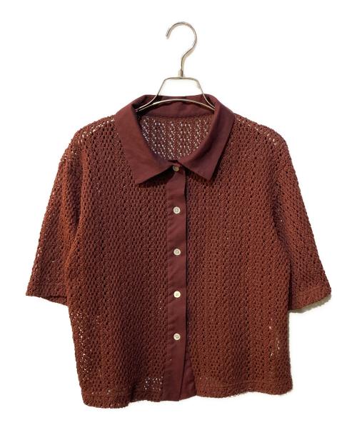 HUMAN WOMAN（ヒューマンウーマン）HUMAN WOMAN (ヒューマンウーマン) クロッシェレース半袖シャツ ブラウン サイズ:Mの古着・服飾アイテム