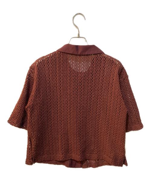 HUMAN WOMAN（ヒューマンウーマン）HUMAN WOMAN (ヒューマンウーマン) クロッシェレース半袖シャツ ブラウン サイズ:Mの古着・服飾アイテム