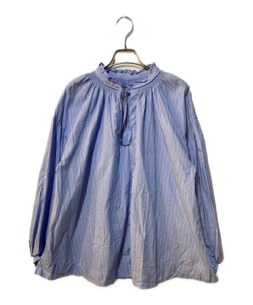 SLOBE IENA（スローブ イエナ）SLOBE IENA (スローブ イエナ) フリルカラーギャザーブラウス ブルー サイズ:Freeの古着・服飾アイテム