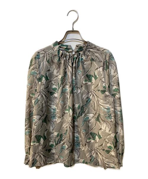 TOMORROW LAND collection（トゥモローランドコレクション）TOMORROW LAND collection (トゥモローランドコレクション) ローブフラワープリント タックネックブラウス ベージュ サイズ:36の古着・服飾アイテム