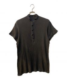 REGULATION Yohji Yamamoto（レギュレーションヨウジヤマモト）の古着「ヘンリーネック製品染め ワッフル ショートスリーブTシャツ」｜グレー
