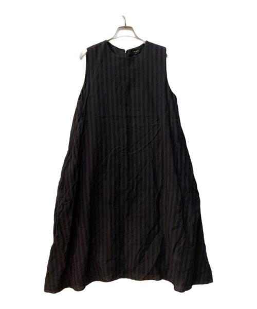 R&D.M.Co-OLDMAN'S TAILOR（オールドマンズテーラー）R&D.M.Co-OLDMAN'S TAILOR (オールドマンズテーラー) リネン ストライプ ノースリーブワンピース パープル サイズ:Mの古着・服飾アイテム