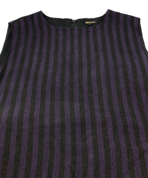 R&D.M.Co-OLDMAN'S TAILOR（オールドマンズテーラー）R&D.M.Co-OLDMAN'S TAILOR (オールドマンズテーラー) リネン ストライプ ノースリーブワンピース パープル サイズ:Mの古着・服飾アイテム