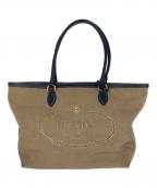 PRADAプラダ）の古着「キャンバス ジャガードロゴトートバッグ」｜ベージュ×ネイビー