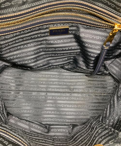 PRADA（プラダ）PRADA (プラダ) キャンバス ジャガードロゴトートバッグ ベージュ×ネイビーの古着・服飾アイテム