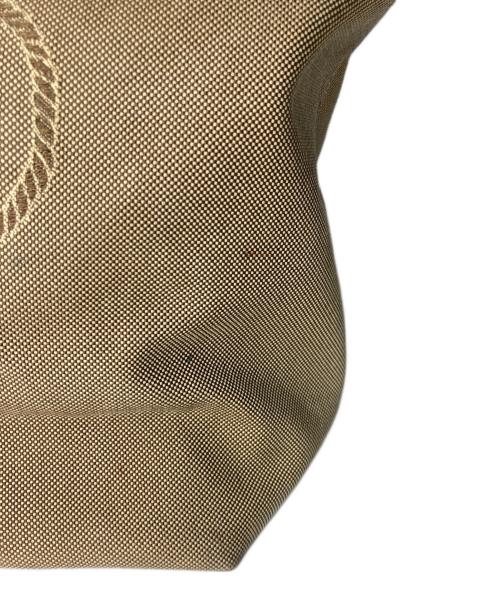 PRADA（プラダ）PRADA (プラダ) キャンバス ジャガードロゴトートバッグ ベージュ×ネイビーの古着・服飾アイテム