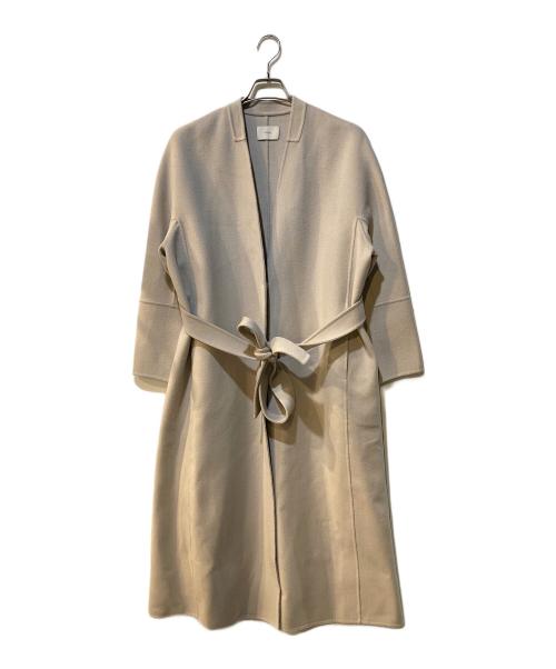 LE PHIL（ル フィル）LE PHIL (ル フィル) ソフトウールリバーノーカラーコート ベージュ サイズ:1の古着・服飾アイテム