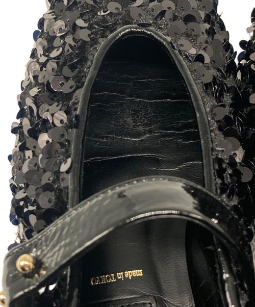 HENRI EN VARGO（ヘンリ エン ヴァーゴ）HENRI EN VARGO (ヘンリ エン ヴァーゴ) MATHILDE スパンコールメリージェーン ブラック サイズ:35の古着・服飾アイテム