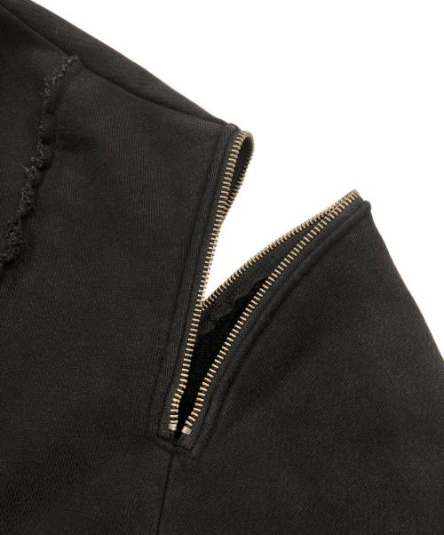VI E DIT（ヴィエディット）VI E DIT (ヴィエディット) Shoulder Slit Studded Hoodie ブラック サイズ:1の古着・服飾アイテム