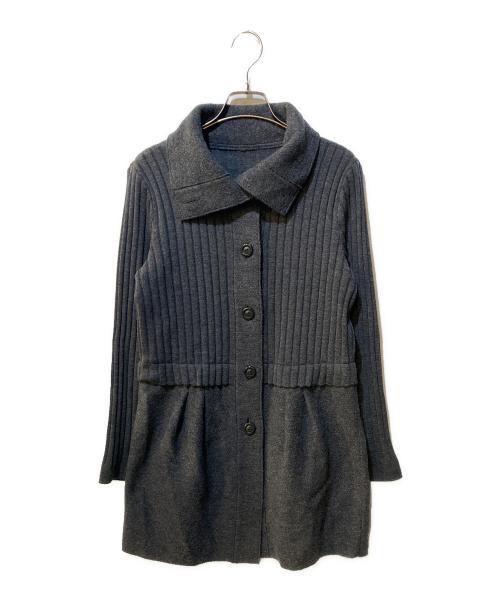Leilian（レリアン）Leilian (レリアン) 編地切替ロングカーディガン グレー サイズ:9 未使用品の古着・服飾アイテム