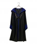 OZZONESTEオッズオネスト）の古着「薔薇刺繍 フード付きウィッチロングカーディガン」｜ブラック×ブルー