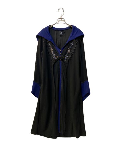 OZZONESTE（オッズオネスト）OZZONESTE (オッズオネスト) 薔薇刺繍 フード付きウィッチロングカーディガン ブラック×ブルー サイズ:Freeの古着・服飾アイテム