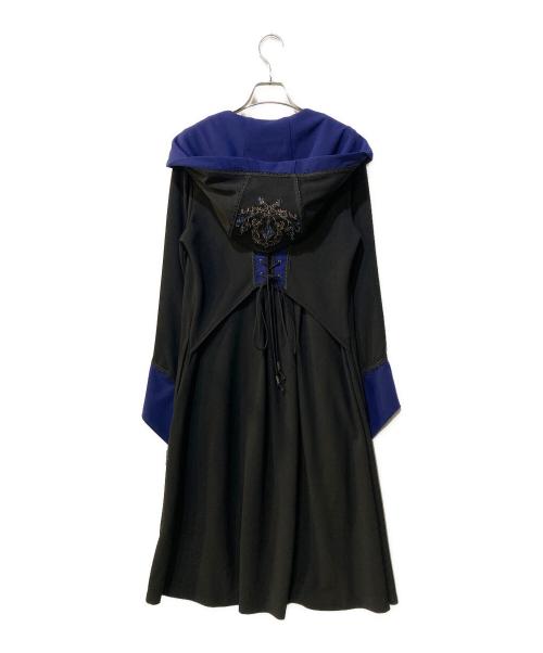 OZZONESTE（オッズオネスト）OZZONESTE (オッズオネスト) 薔薇刺繍 フード付きウィッチロングカーディガン ブラック×ブルー サイズ:Freeの古着・服飾アイテム