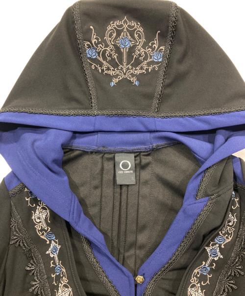 OZZONESTE（オッズオネスト）OZZONESTE (オッズオネスト) 薔薇刺繍 フード付きウィッチロングカーディガン ブラック×ブルー サイズ:Freeの古着・服飾アイテム