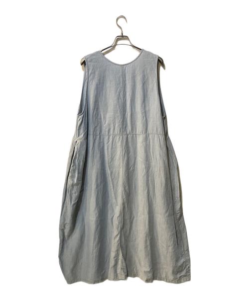 nest Robe（ネストローブ）nest Robe (ネストローブ) ブラックリネンバックVネックノースリーブワンピース グレー サイズ:Freeの古着・服飾アイテム