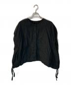 nest Robeネストローブ）の古着「'It's ME' Cotton Stripe Balloon Blouse」｜ブラック