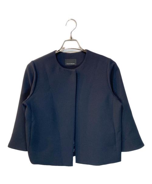 M-premierBLACK（エムプルミエブラック）M-premierBLACK (エムプルミエブラック) ダブルクロスノーカラーショートコート ネイビー サイズ:36の古着・服飾アイテム
