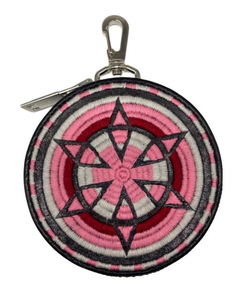 blackmeans（ブラックミーンズ）blackmeans (ブラックミーンズ) レザーサークルポーチ ブラック×ピンクの古着・服飾アイテム